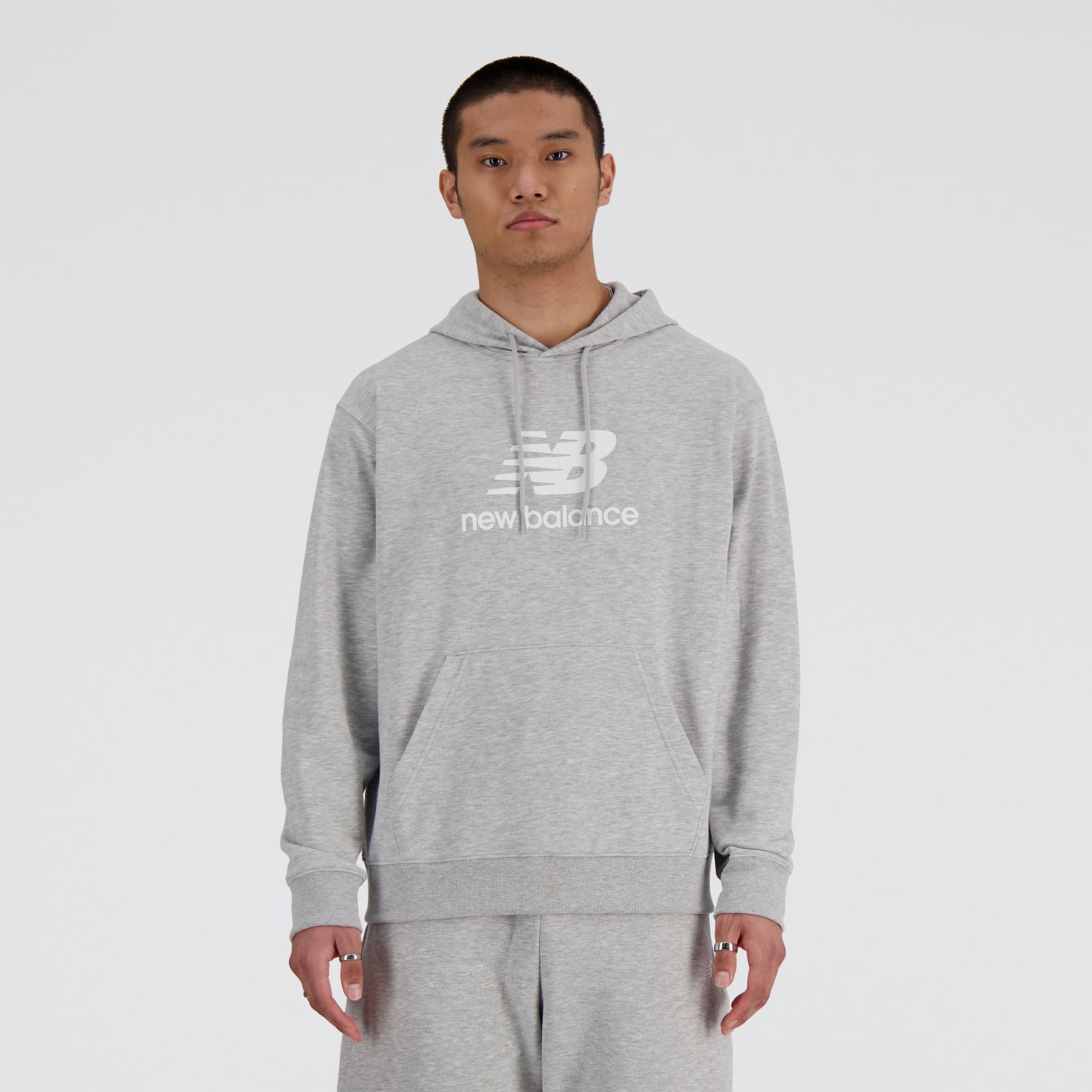 New Balance Sport Essentials French Terry Logo Hoodie MTA41501, Athletic/Grey, swatch