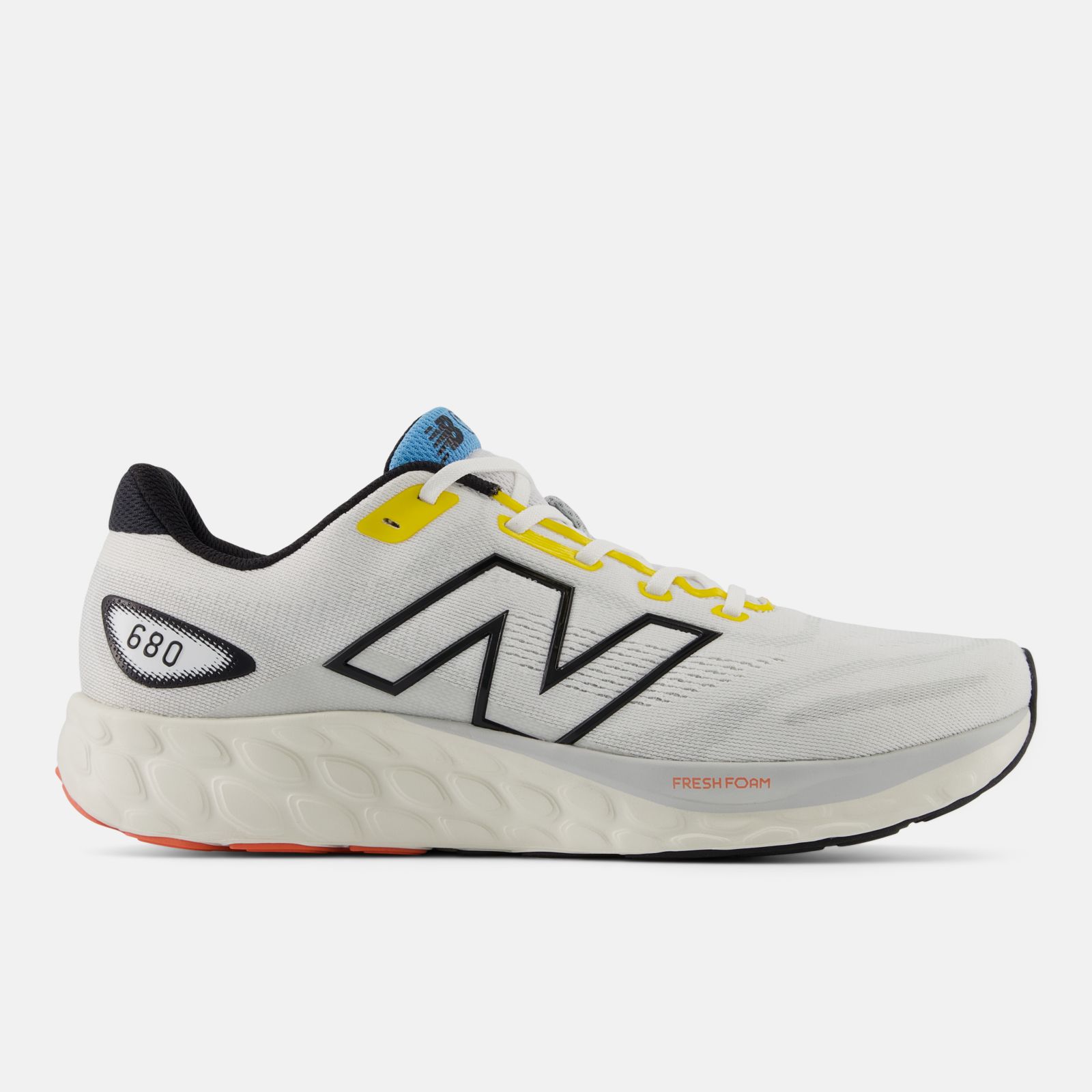 New Balance Fresh Foam 680 v8, White/Ginger lemon, swatch