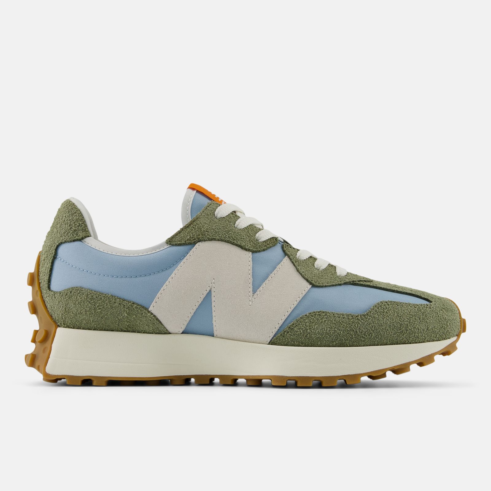 New Balance 327, Dark Olivine/Chrome Blue, swatch